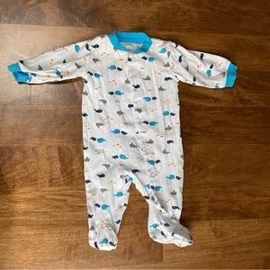 White and blue whales 3 m Carter's onesie footie long sleeves